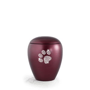 Weinrote Crystal-Keramikurne mit Swarovski-Herz von Phönix Tierbestattung